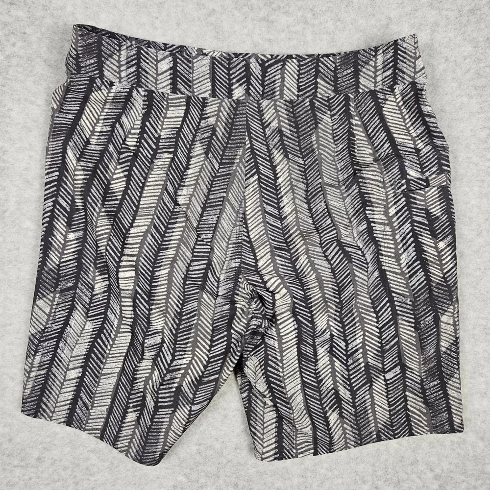 Outerknown Men 31 Black White Board Shorts Geometric Print Apex Trunks Surf Swim